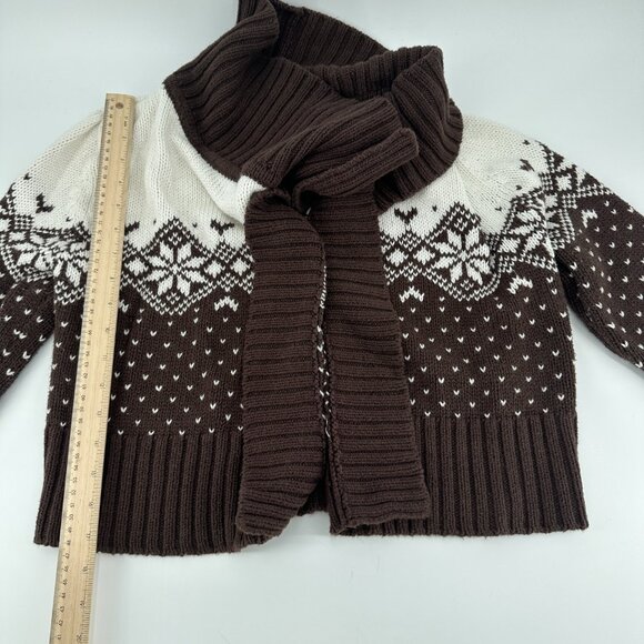 Decree Women's Brown White Fair Isle Knit Cardigan Sweater Shawl Cozy Size M - Picture 8 of 8